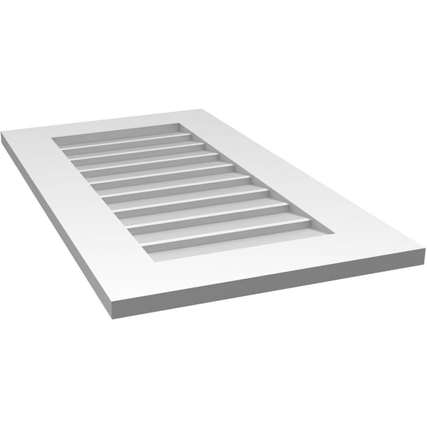 Ekena Millwork Vertical Surface Mount PVC Gable Vent: Non-Functional, w/ 3-1/2"W x 1"P Standard Frame, 18"W x 32"H - GVPVE18X3201SN