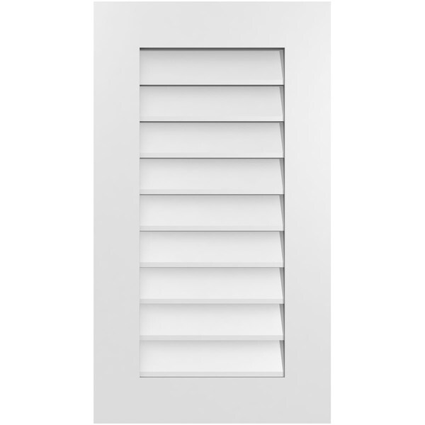 Ekena Millwork Vertical Surface Mount PVC Gable Vent: Non-Functional, w/ 3-1/2"W x 1"P Standard Frame, 18"W x 32"H - GVPVE18X3201SN