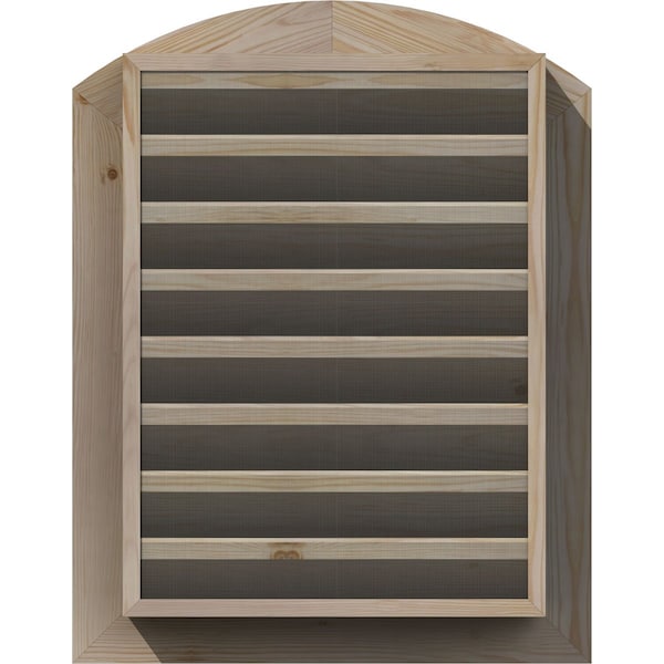 Ekena Millwork Arch Top Gable Vent Primed, Functional, Pine Gable Vent w/ Brick Mould Face Frame, 16"W x 24"H - GVWAR16X2400SFPPI