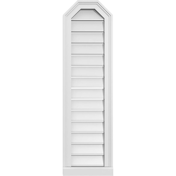 Ekena Millwork Octagonal Top Surface Mount PVC Gable Vent w/ 2"W x 2"P Brickmould Sill Frame, 12"W x 42"H - GVPOT12X4203SF