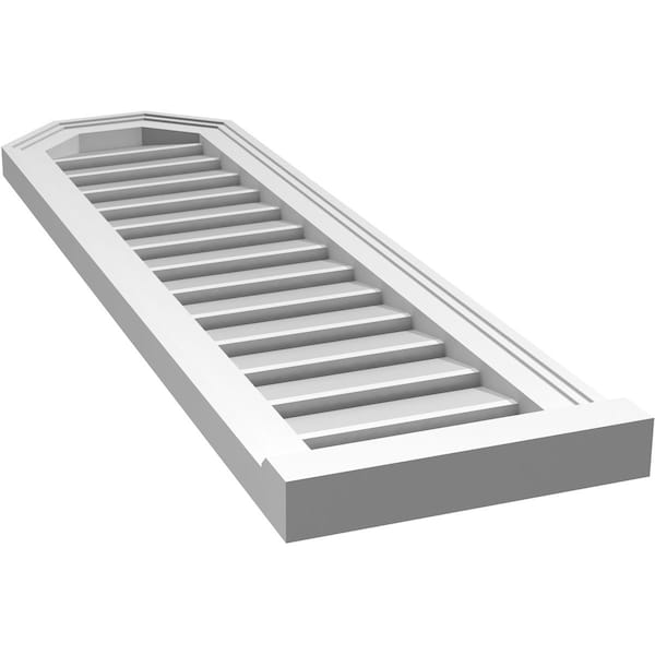Ekena Millwork Octagonal Top Surface Mount PVC Gable Vent w/ 2"W x 2"P Brickmould Sill Frame, 12"W x 42"H - GVPOT12X4203SF