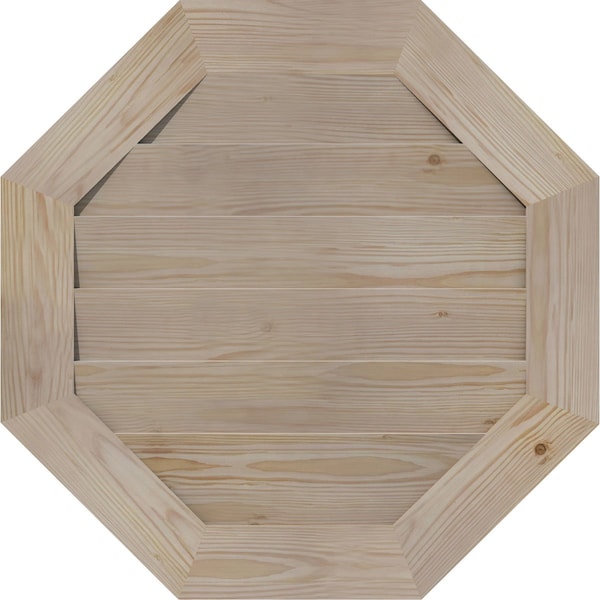 Ekena Millwork Octagonal Gable Vent Non-Functional, Pine Gable Vent w/ Decorative Face Frame, 26"W x 26"H - GVWOC26X2602SDUPI