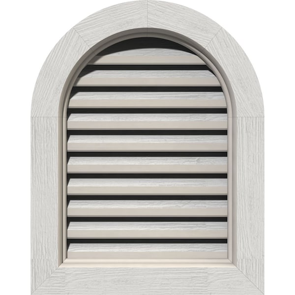 Ekena Millwork Round Top Gable Vent, Functional, Western Red Cedar Gable Vent w/Brick Mould Face Frame, 16"W x 24"H - GVWRT16X2400RFPWR