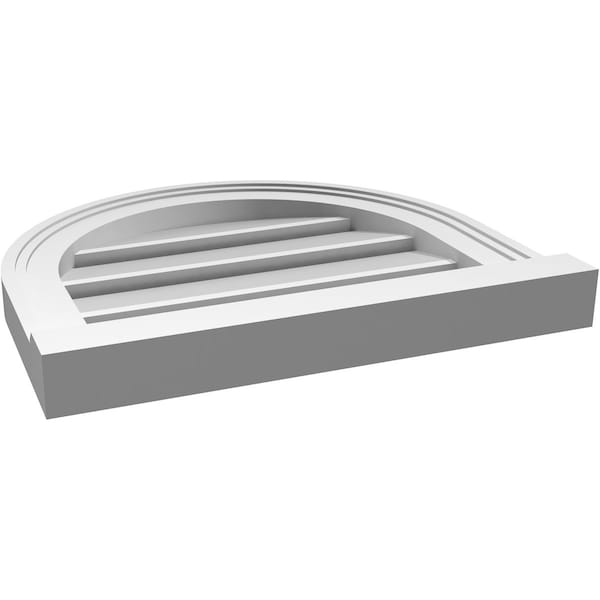 Ekena Millwork Round Top Surface Mount PVC Gable Vent: Functional, w/ 2"W x 2"P Brickmould Sill Frame, 18"W x 16"H - GVPRT18X1603SF
