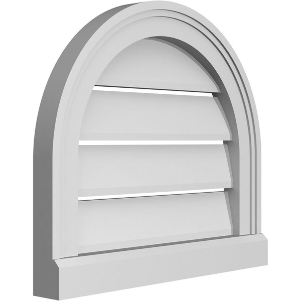 Ekena Millwork Round Top Surface Mount PVC Gable Vent: Functional, w/ 2"W x 2"P Brickmould Sill Frame, 18"W x 16"H - GVPRT18X1603SF