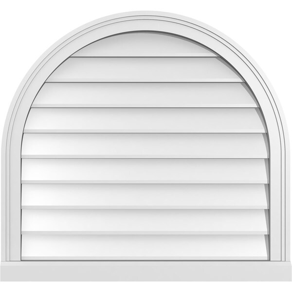 Ekena Millwork Round Top Surface Mount PVC Gable Vent w/ 2"W x 2"P Brickmould Sill Frame, 30"W x 28"H - GVPRT30X2803SN
