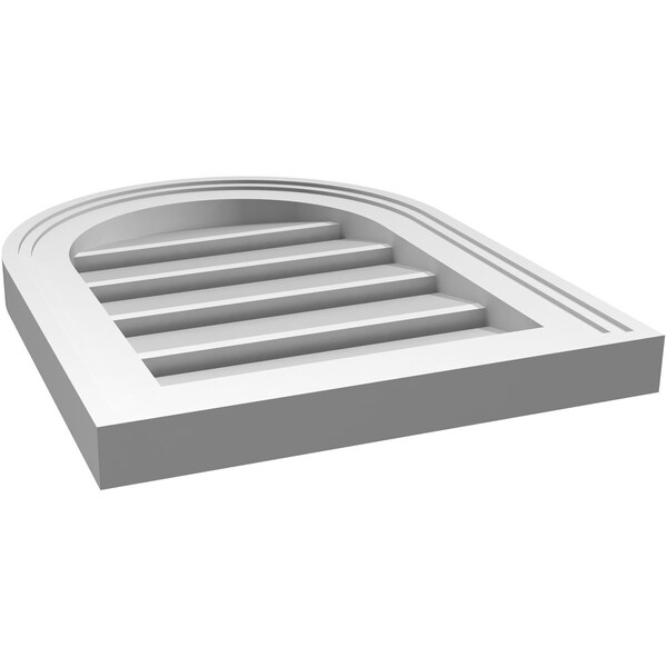 Ekena Millwork Round Top Surface Mount PVC Gable Vent: Functional, w/ 2"W x 1-1/2"P Brickmould Frame, 14"W x 18"H - GVPRT14X1802SF