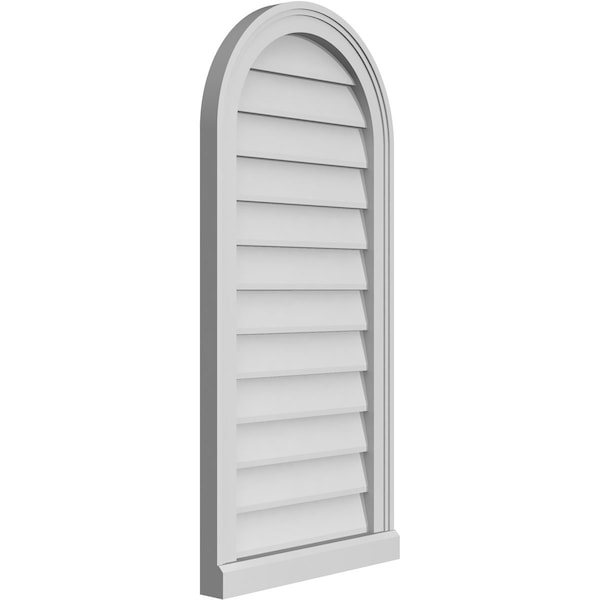 Ekena Millwork Round Top Surface Mount PVC Gable Vent w/ 2"W x 2"P Brickmould Sill Frame, 18"W x 38"H - GVPRT18X3803SN