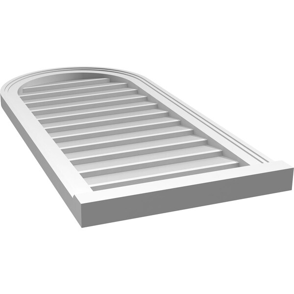 Ekena Millwork Round Top Surface Mount PVC Gable Vent w/ 2"W x 2"P Brickmould Sill Frame, 18"W x 38"H - GVPRT18X3803SN