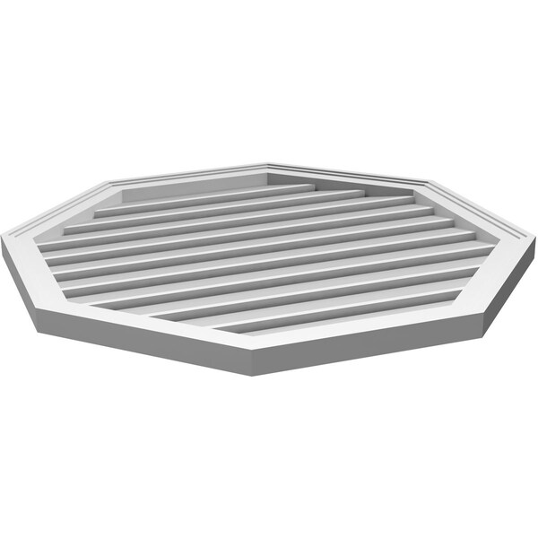 Ekena Millwork Octagonal Surface Mount PVC Gable Vent: Functional, w/ 2"W x 1-1/2"P Brickmould Frame, 32"W x 32"H - GVPOC32X3202SF