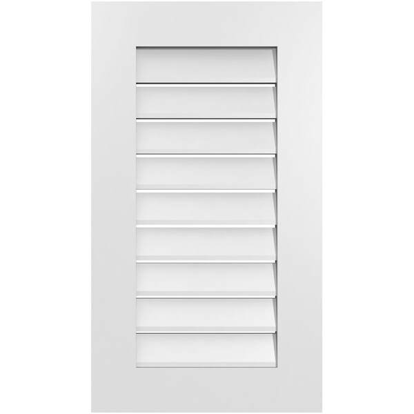 Ekena Millwork Vertical Surface Mount PVC Gable Vent: Functional, w/ 3-1/2"W x 1"P Standard Frame, 18"W x 32"H - GVPVE18X3201SF