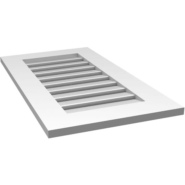 Ekena Millwork Vertical Surface Mount PVC Gable Vent: Functional, w/ 3-1/2"W x 1"P Standard Frame, 18"W x 32"H - GVPVE18X3201SF