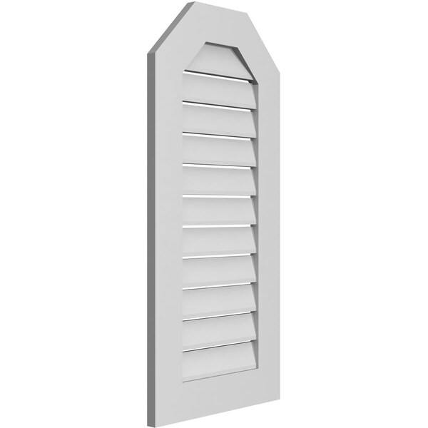 Ekena Millwork Octagonal Top Surface Mount PVC Gable Vent: Functional, w/ 3-1/2"W x 1"P Standard Frame, 18"W x 38"H - GVPOT18X3801SF