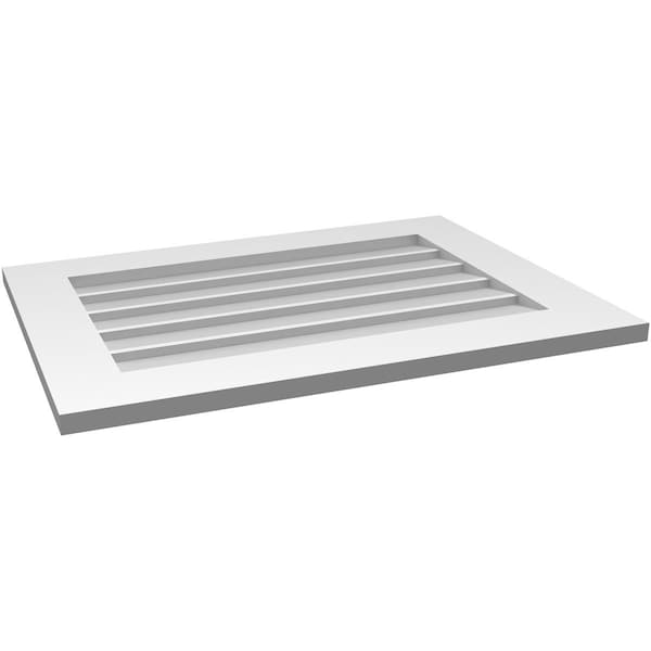 Ekena Millwork Vertical Surface Mount PVC Gable Vent: Non-Functional, w/ 3-1/2"W x 1"P Standard Frame, 30"W x 22"H - GVPVE30X2201SN