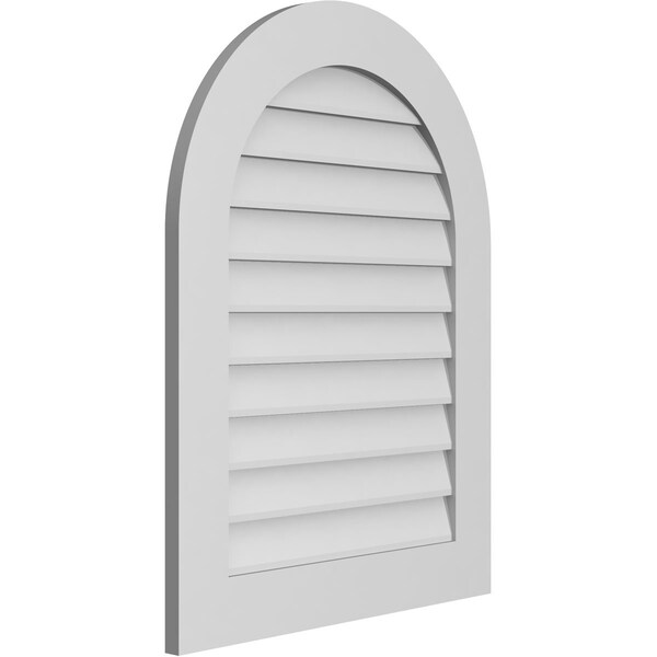 Ekena Millwork Round Top Surface Mount PVC Gable Vent: Non-Functional, w/ 3-1/2"W x 1"P Standard Frame, 26"W x 34"H - GVPRT26X3401SN