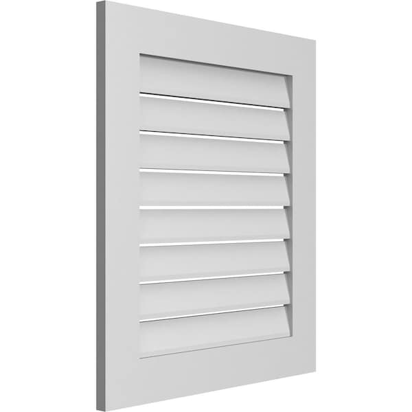 Ekena Millwork Vertical Surface Mount PVC Gable Vent: Functional, w/ 3-1/2"W x 1"P Standard Frame, 26"W x 30"H - GVPVE26X3001SF