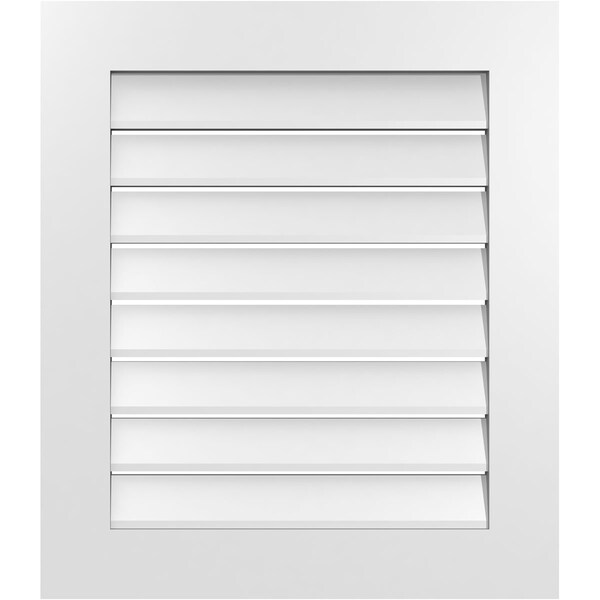 Ekena Millwork Vertical Surface Mount PVC Gable Vent: Functional, w/ 3-1/2"W x 1"P Standard Frame, 26"W x 30"H - GVPVE26X3001SF
