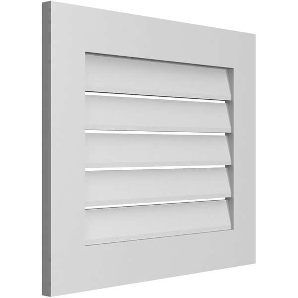 Ekena Millwork Vertical Surface Mount PVC Gable Vent: Functional, w/ 3-1/2"W x 1"P Standard Frame, 26"W x 22"H - GVPVE26X2201SF
