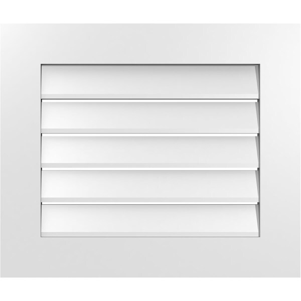 Ekena Millwork Vertical Surface Mount PVC Gable Vent: Functional, w/ 3-1/2"W x 1"P Standard Frame, 26"W x 22"H - GVPVE26X2201SF