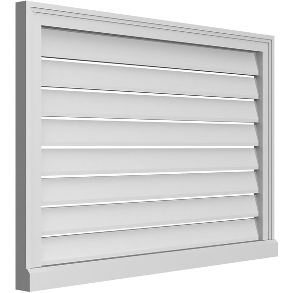 Ekena Millwork Vertical Surface Mount PVC Gable Vent: Functional, w/ 2"W x 2"P Brickmould Sill Frame, 38"W x 26"H - GVPVE38X2603SF