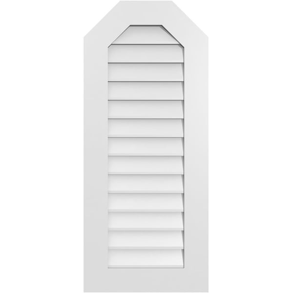 Ekena Millwork Octagonal Top Surface Mount PVC Gable Vent w/ 3-1/2"W x 1"P Standard Frame, 18"W x 42"H - GVPOT18X4201SN