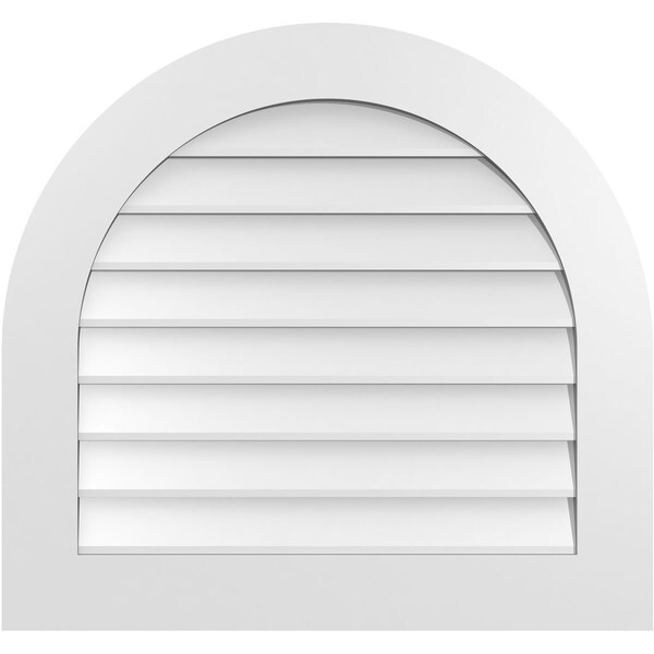 Ekena Millwork Round Top Surface Mount PVC Gable Vent: Non-Functional, w/ 3-1/2"W x 1"P Standard Frame, 30"W x 28"H - GVPRT30X2801SN