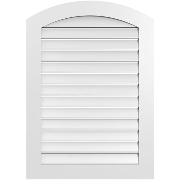 Ekena Millwork Arch Top Surface Mount PVC Gable Vent: Non-Functional, w/ 3-1/2"W x 1"P Standard Frame, 30"W x 40"H - GVPAR30X4001SN