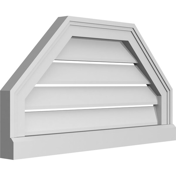 Ekena Millwork Octagonal Top Surface Mount PVC Gable Vent w/ 2"W x 2"P Brickmould Sill Frame, 26"W x 14"H - GVPOT26X1403SF