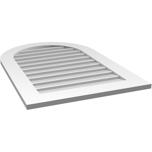 Ekena Millwork Round Top Surface Mount PVC Gable Vent: Non-Functional, w/ 3-1/2"W x 1"P Standard Frame, 26"W x 38"H - GVPRT26X3801SN