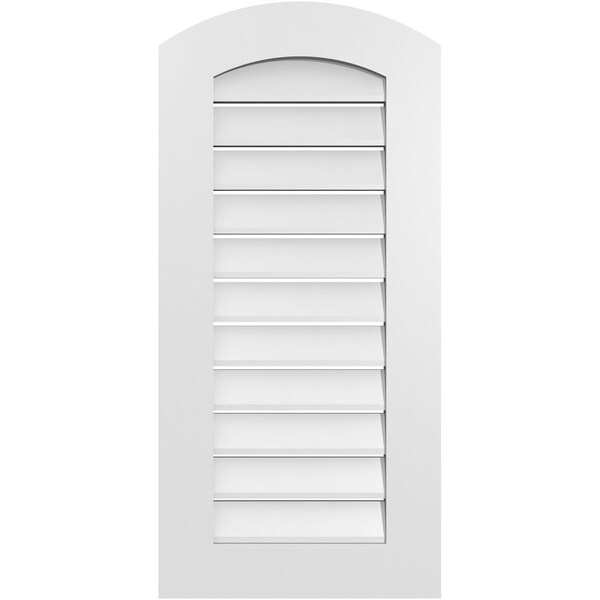 Ekena Millwork Arch Top Surface Mount PVC Gable Vent: Non-Functional, w/ 3-1/2"W x 1"P Standard Frame, 18"W x 36"H - GVPAR18X3601SN