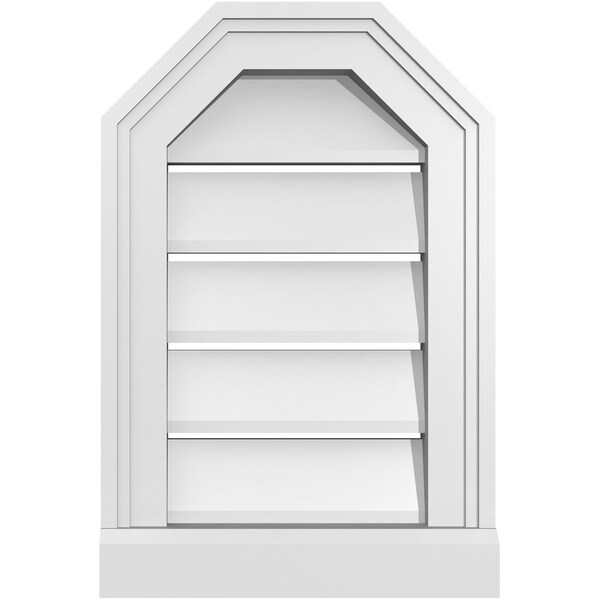 Ekena Millwork Octagonal Top Surface Mount PVC Gable Vent w/ 2"W x 2"P Brickmould Sill Frame, 12"W x 18"H - GVPOT12X1803SF