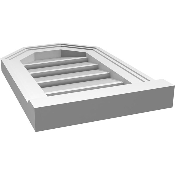 Ekena Millwork Octagonal Top Surface Mount PVC Gable Vent w/ 2"W x 2"P Brickmould Sill Frame, 12"W x 18"H - GVPOT12X1803SF