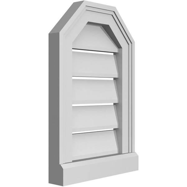 Ekena Millwork Octagonal Top Surface Mount PVC Gable Vent w/ 2"W x 2"P Brickmould Sill Frame, 12"W x 18"H - GVPOT12X1803SF