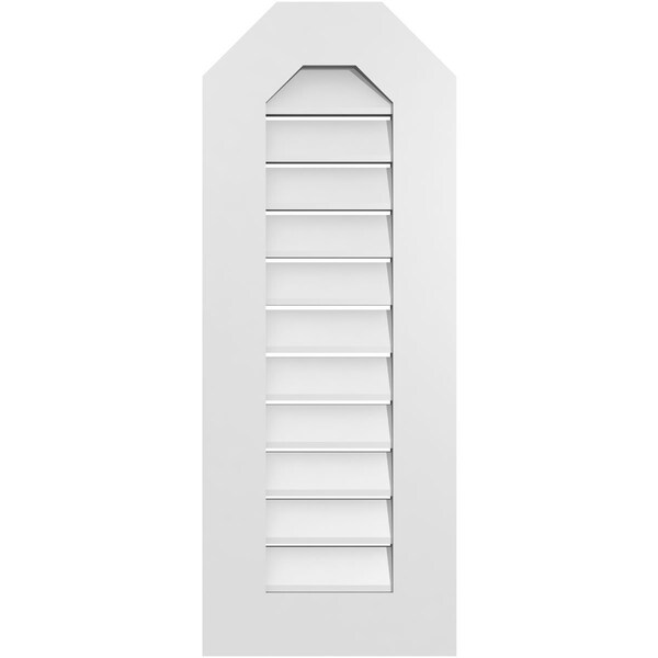 Ekena Millwork Octagonal Top Surface Mount PVC Gable Vent: Functional, w/ 3-1/2"W x 1"P Standard Frame, 14"W x 36"H - GVPOT14X3601SF