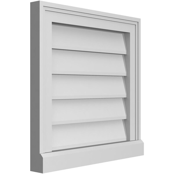 Ekena Millwork Vertical Surface Mount PVC Gable Vent w/ 2"W x 2"H , Brickmould Sill Frame, 18"W x 18"H - GVPVE18X1803SN