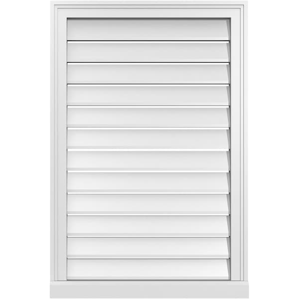 Ekena Millwork Vertical Surface Mount PVC Gable Vent: Functional, w/ 2"W x 2"P Brickmould Sill Frame, 24"W x 36"H - GVPVE24X3603SF