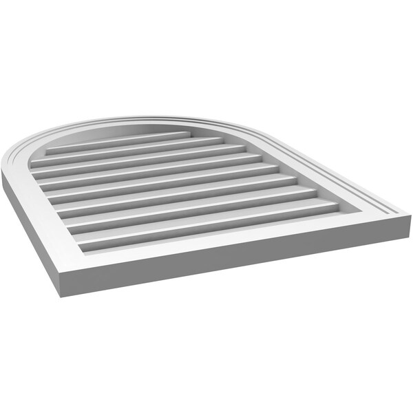 Ekena Millwork Round Top Surface Mount PVC Gable Vent: Functional, w/ 2"W x 1-1/2"P Brickmould Frame, 22"W x 28"H - GVPRT22X2802SF