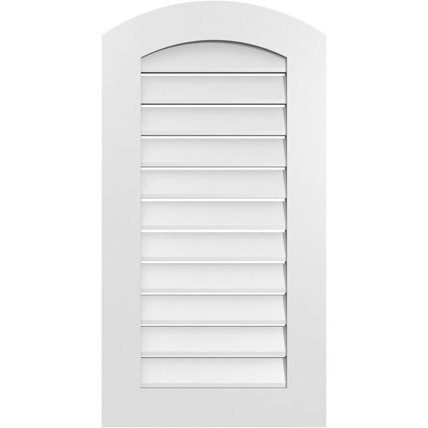 Ekena Millwork Arch Top Surface Mount PVC Gable Vent: Non-Functional, w/ 3-1/2"W x 1"P Standard Frame, 20"W x 36"H - GVPAR20X3601SN
