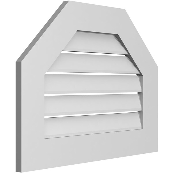 Ekena Millwork Octagonal Top Surface Mount PVC Gable Vent: Functional, w/ 3-1/2"W x 1"P Standard Frame, 26"W x 20"H - GVPOT26X2001SF