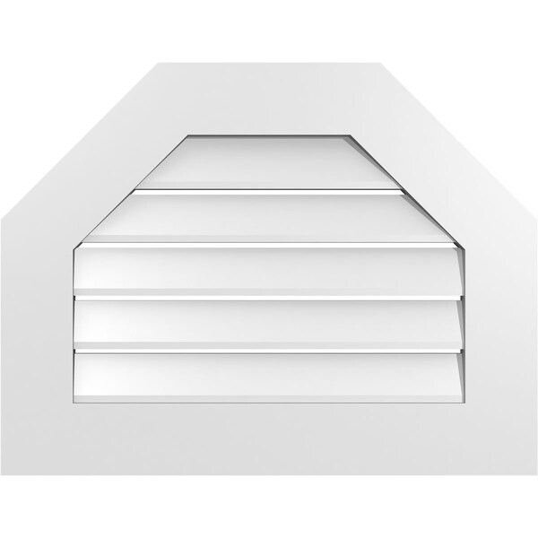 Ekena Millwork Octagonal Top Surface Mount PVC Gable Vent: Functional, w/ 3-1/2"W x 1"P Standard Frame, 26"W x 20"H - GVPOT26X2001SF
