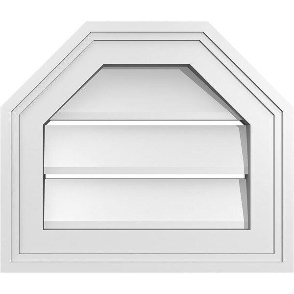 Ekena Millwork Octagonal Top Surface Mount PVC Gable Vent w/ 2"W x 1-1/2"P Brickmould Frame, 14"W x 12"H - GVPOT14X1202SF