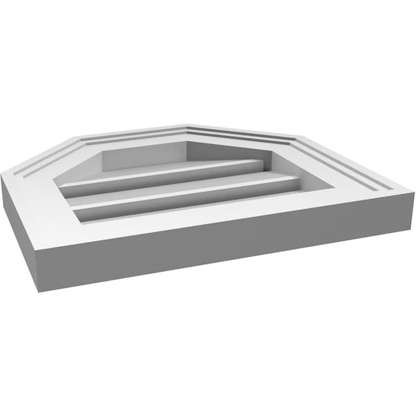 Ekena Millwork Octagonal Top Surface Mount PVC Gable Vent w/ 2"W x 1-1/2"P Brickmould Frame, 14"W x 12"H - GVPOT14X1202SF
