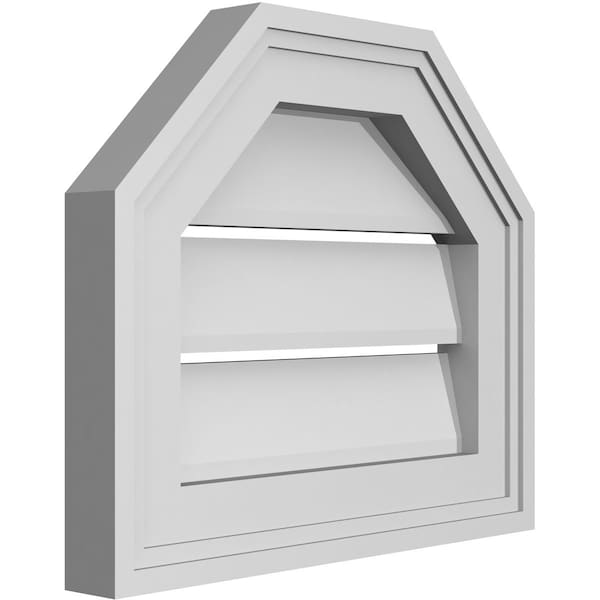 Ekena Millwork Octagonal Top Surface Mount PVC Gable Vent w/ 2"W x 1-1/2"P Brickmould Frame, 14"W x 12"H - GVPOT14X1202SF