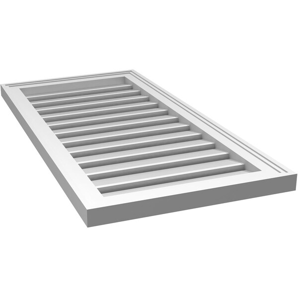 Ekena Millwork Vertical Surface Mount PVC Gable Vent: Functional, w/ 2"W x 1-1/2"P Brickmould Frame, 18"W x 36"H - GVPVE18X3602SF