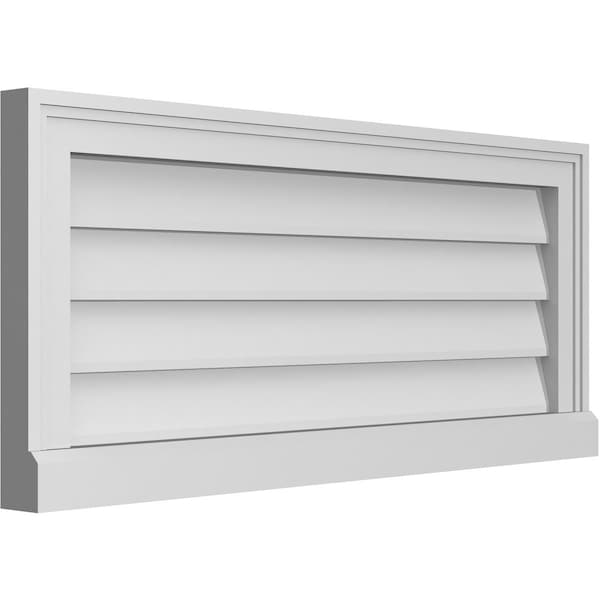 Ekena Millwork Vertical Surface Mount PVC Gable Vent w/ 2"W x 2"H , Brickmould Sill Frame, 32"W x 14"H - GVPVE32X1403SN