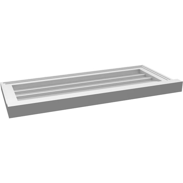 Ekena Millwork Vertical Surface Mount PVC Gable Vent w/ 2"W x 2"H , Brickmould Sill Frame, 32"W x 14"H - GVPVE32X1403SN