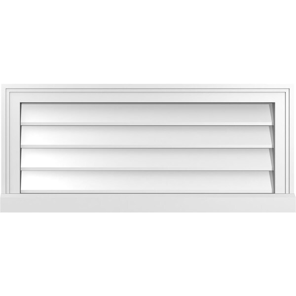 Ekena Millwork Vertical Surface Mount PVC Gable Vent w/ 2"W x 2"H , Brickmould Sill Frame, 32"W x 14"H - GVPVE32X1403SN