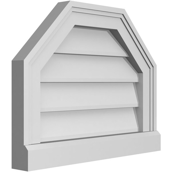 Ekena Millwork Octagonal Top Surface Mount PVC Gable Vent w/ 2"W x 2"P Brickmould Sill Frame, 18"W x 14"H - GVPOT18X1403SN
