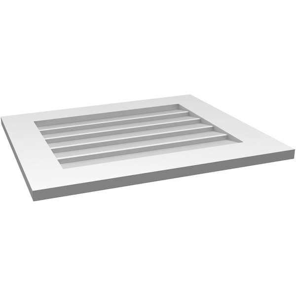 Ekena Millwork Vertical Surface Mount PVC Gable Vent: Non-Functional, w/ 3-1/2"W x 1"P Standard Frame, 26"W x 22"H - GVPVE26X2201SN