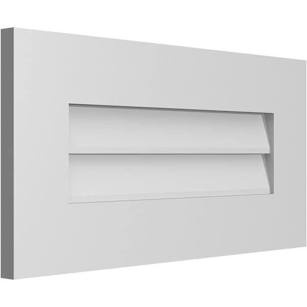 Ekena Millwork Vertical Surface Mount PVC Gable Vent: Non-Functional, w/ 3-1/2"W x 1"P Standard Frame, 24"W x 12"H - GVPVE24X1201SN